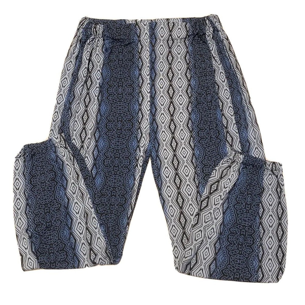 Jon and Anna NY Blues & Black Stretch Cuffed Pants Wide Leg Bloomer Style Comfy